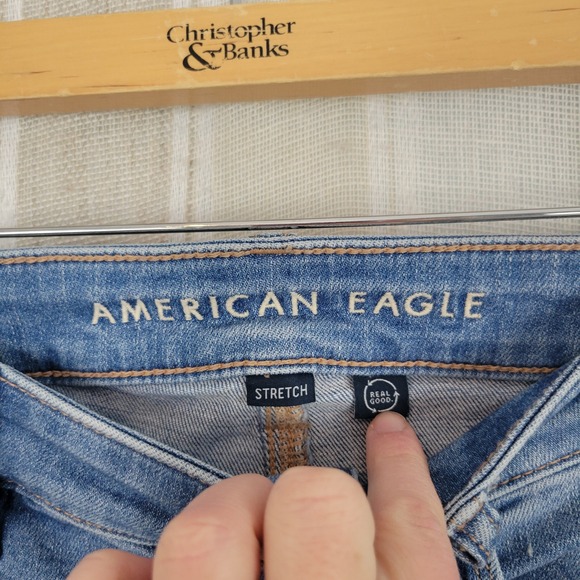 American Eagle Stretch Real Good High Rise Skinny Kick Jeans Blue Size 4 Long - Picture 7 of 12
